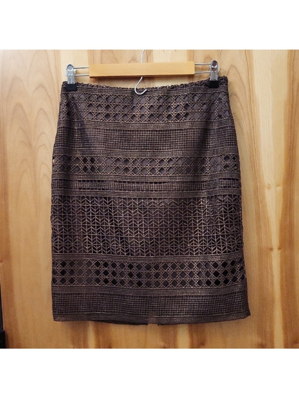 White House Black Market Brown Lace Pencil Skirt